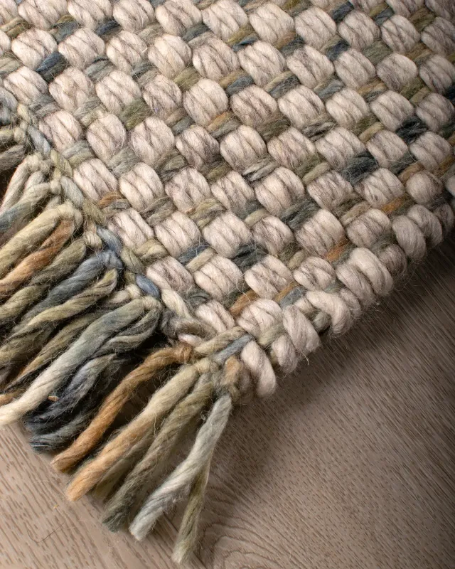 HC Interior Rugs Leeds 8001-464 Teppich Silber Olive Wolle