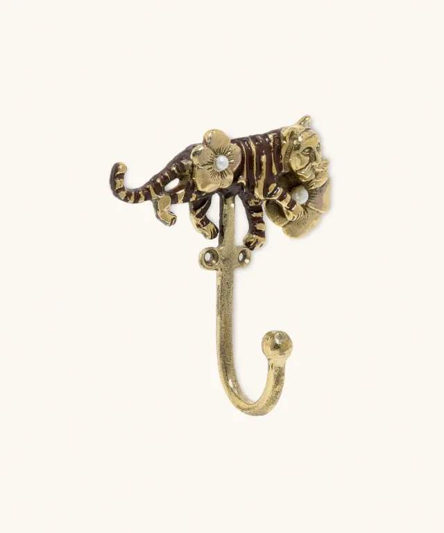 Doing Goods Tigre Lacy Wandhaken 9x9 cm Tiger Gold