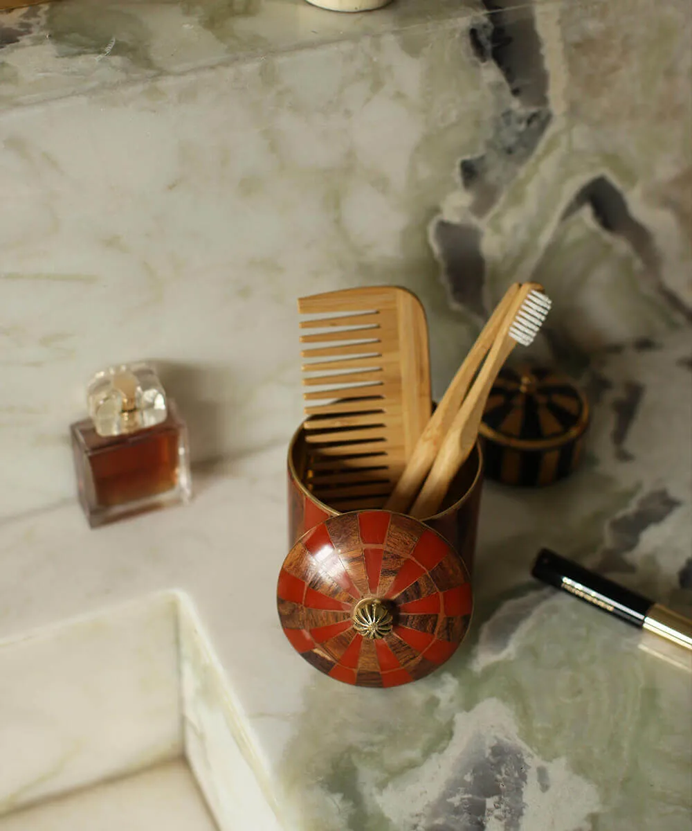 Doing Goods Cirque Piper Grande Aufbewahrungsbox Braun-Rot Holz