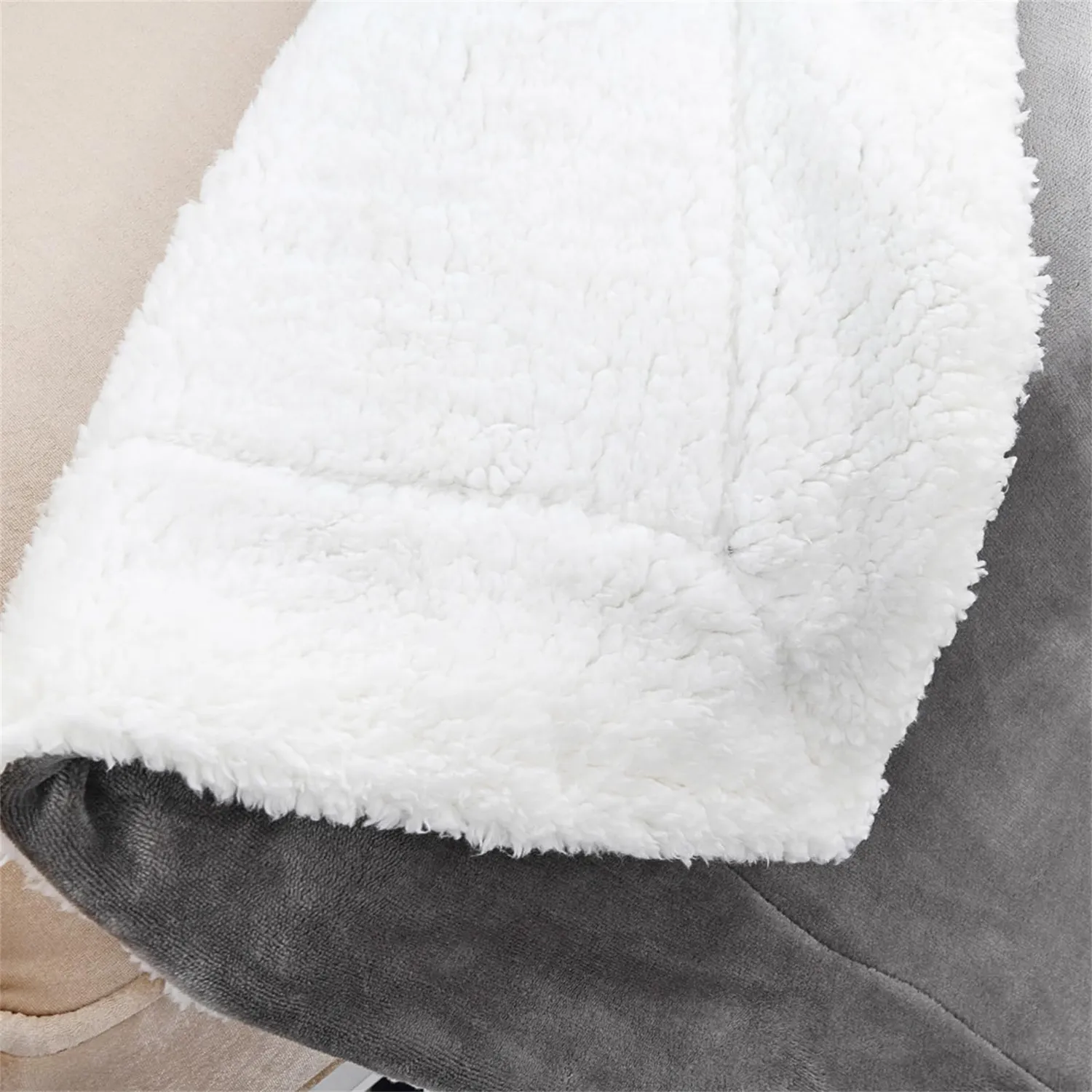 HonunGron Sherpa Fleecedecke 150x200 cm Grau