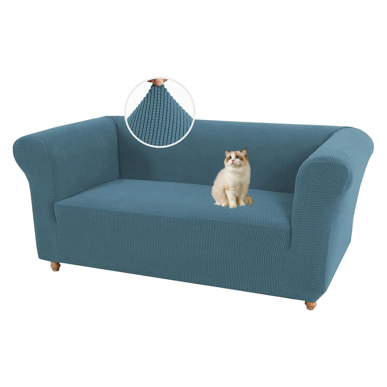 HonunGron Chesterfield Sofabezug 2-Sitzer Graugrün