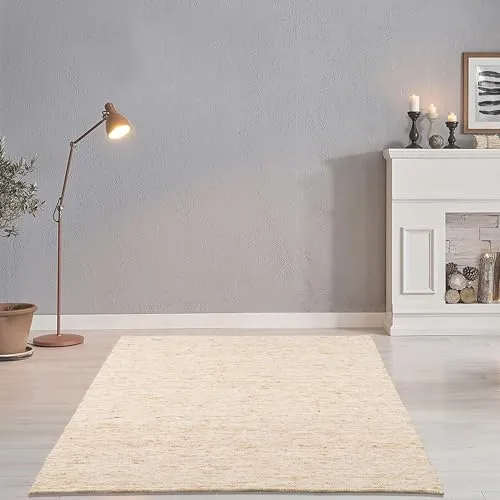 THEKO Alpen Teppich Beige Schurwolle flach