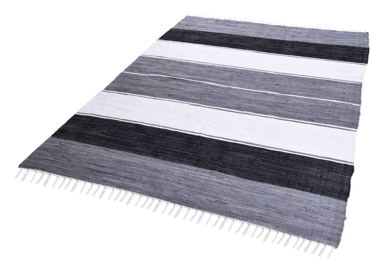 THEKO Happy Flachgewebe Teppich 60x120 Schwarz Multi Baumwolle