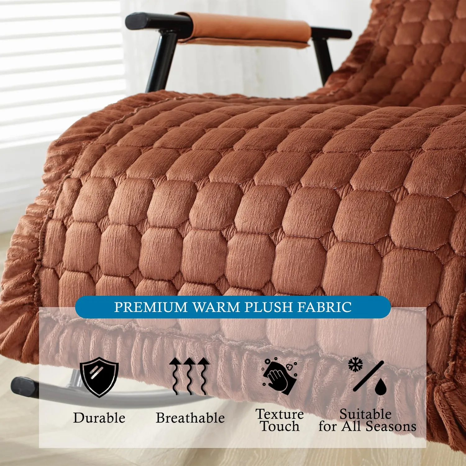 HonunGron Flanell Schaukelstuhlauflage Hellgrau 45x135cm