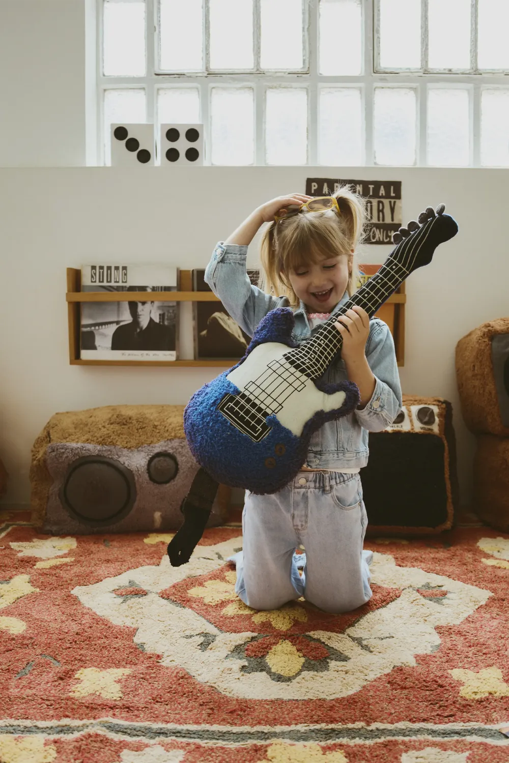 Lorena Canals Electric Guitar Kissen 30x70 Kinder Blau