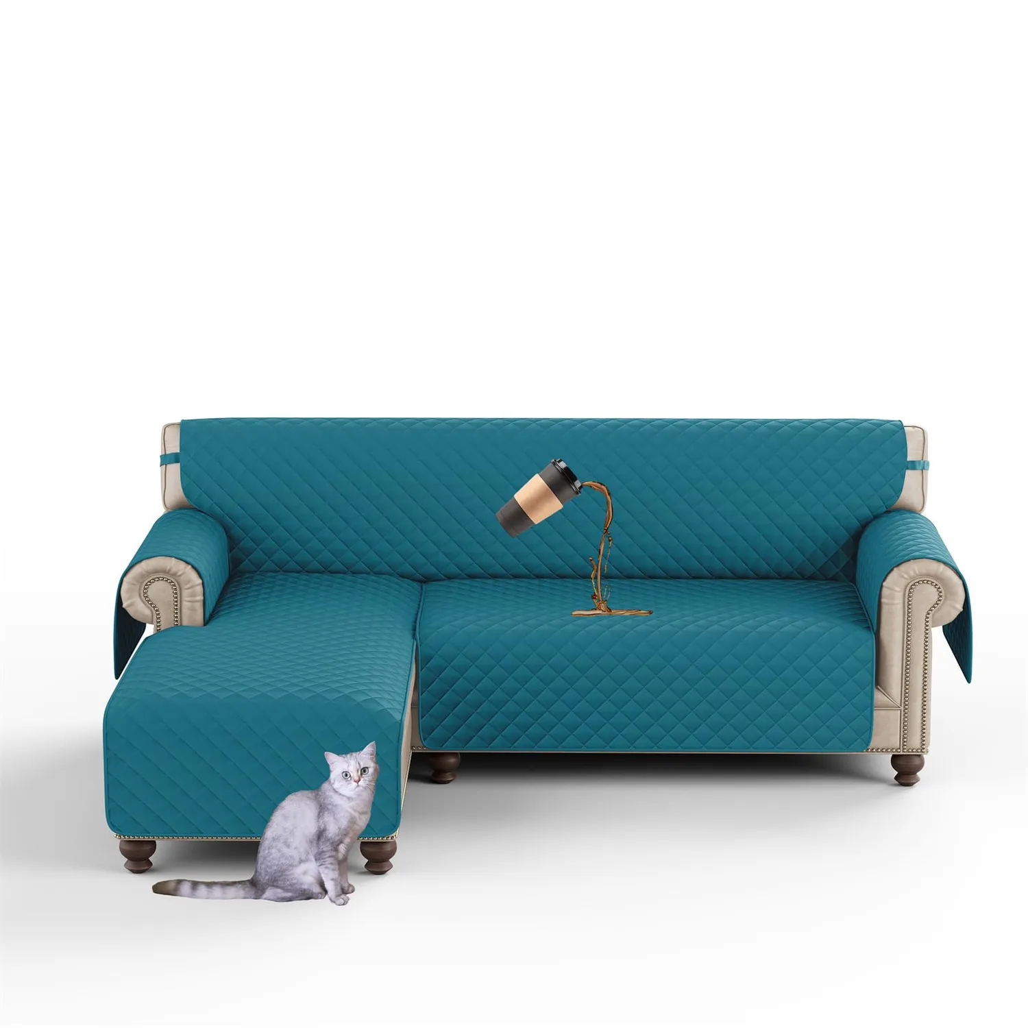 HonunGron Ecksofa Schonbezug L-Form 208cm Schwarz wasserdicht