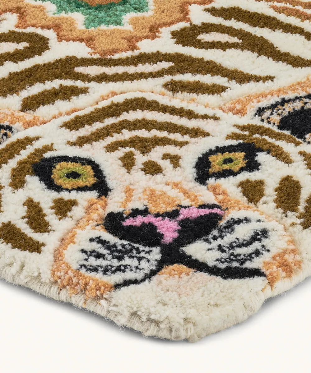 Doing Goods Jill Tiger Teppich 150x90 beige Wolle