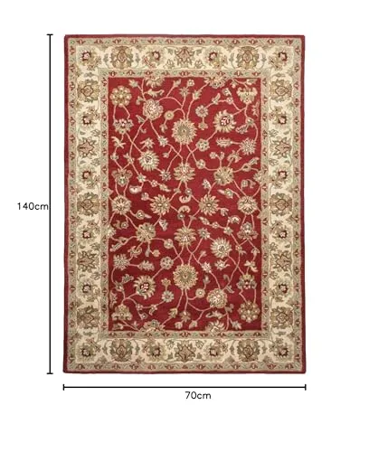 THEKO Royal Ziegler Teppich Rot Cream 70x140 Wolle