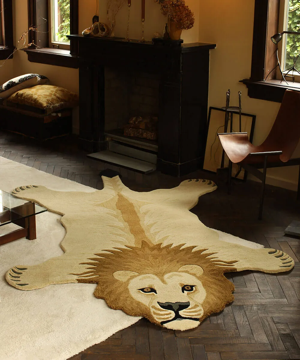 Doing Goods Tapis Amis Moody Lion XL Teppich Wolle Löwe