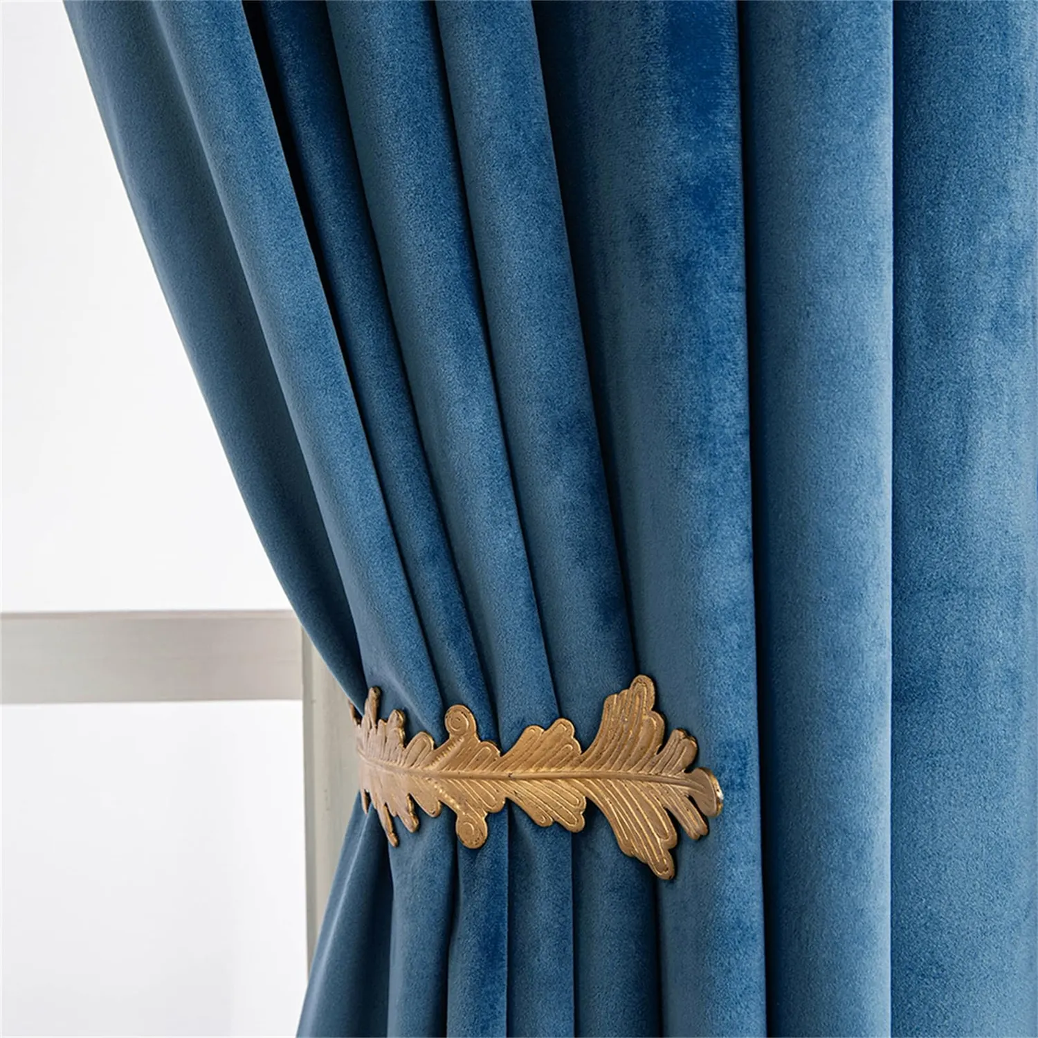 HonunGron Samtvorhang Ösen Blau 175x140 cm 2er-Set