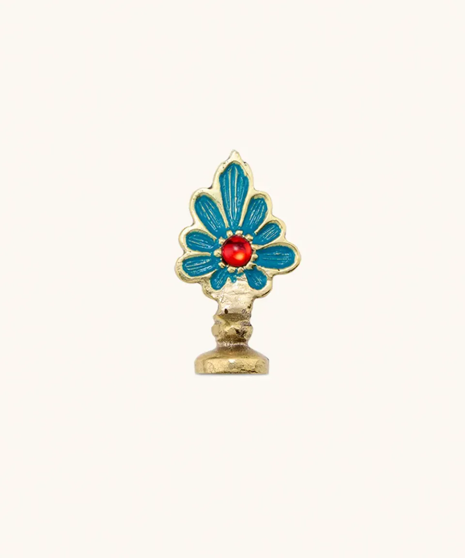 Doing Goods Sadie Kartenhalter Messing Blau Floral Memo