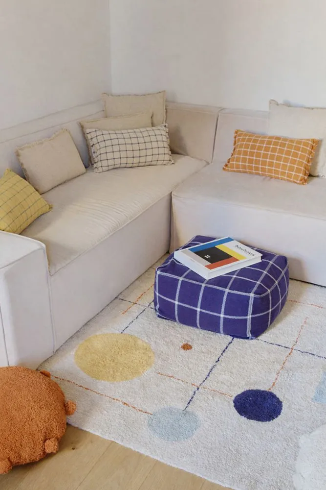 Lorena Canals Geo Block Pouf 45x45 Navy Blue Bauhaus