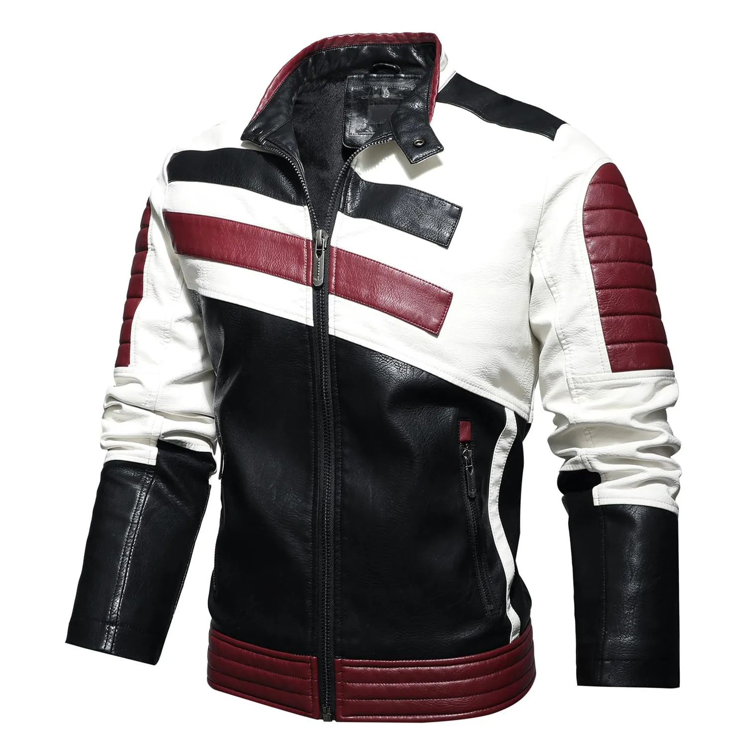 HonunGron Motorradjacke Herren Biker Leder-Optik wasserdicht