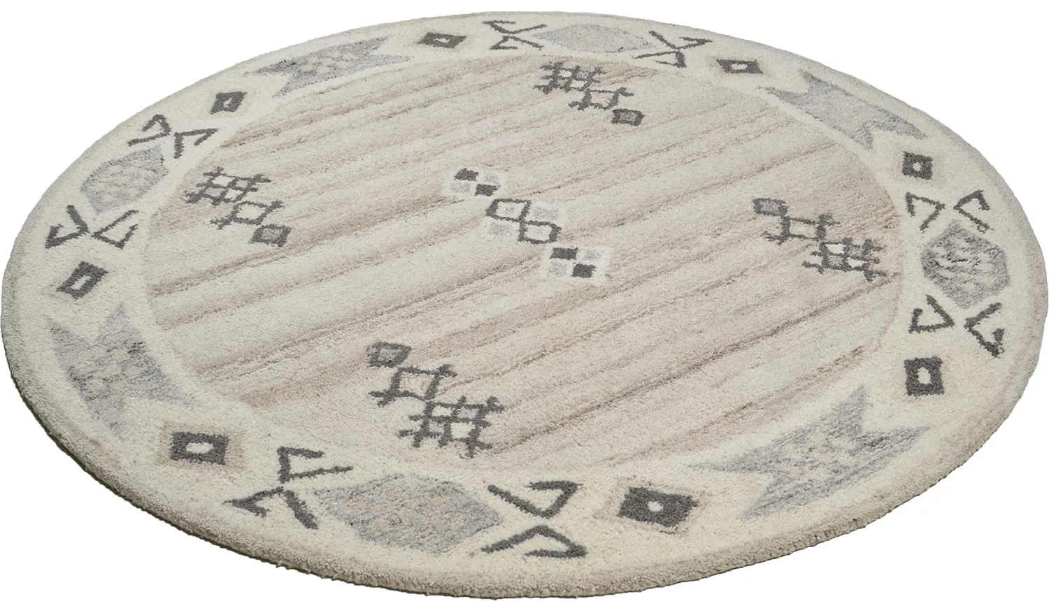 THEKO Royal Berber Teppich 150cm rund Melange Schurwolle