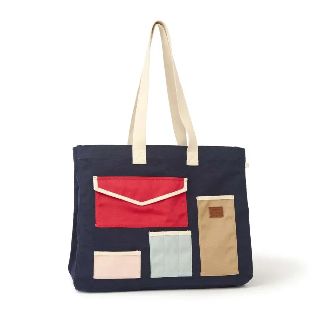Donna Wilson Pocket Patch Shopper Baumwolle Navy 44 cm