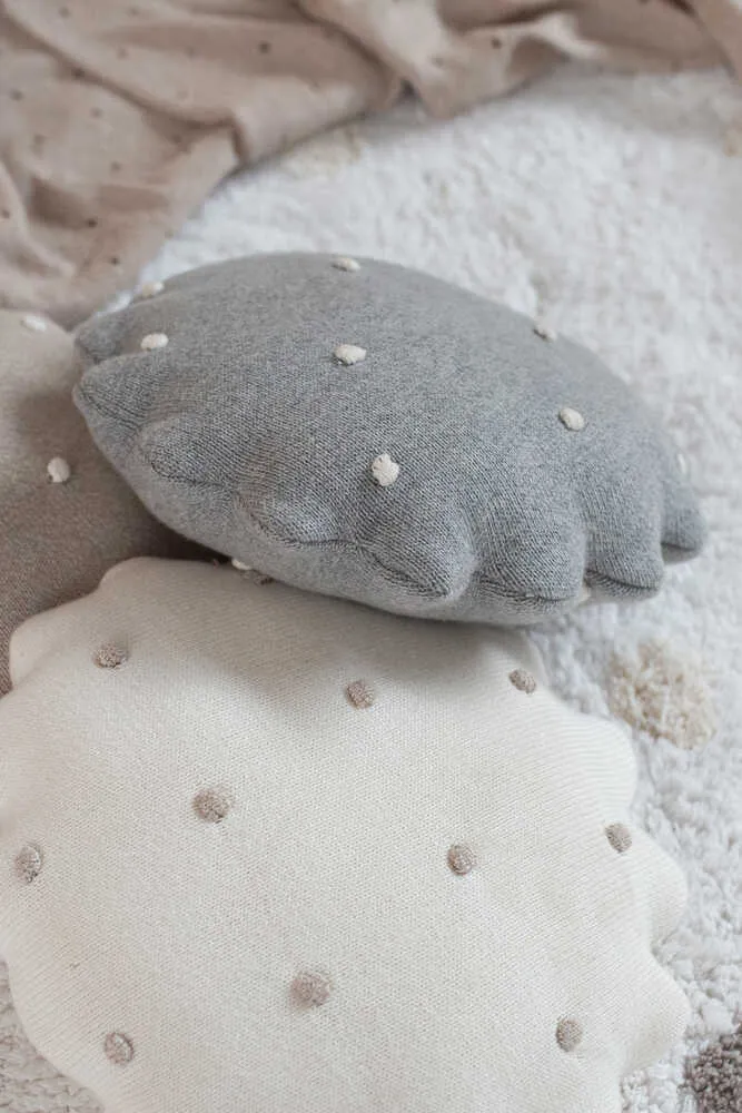 Lorena Canals Knitted Cushion Round Biscuit Grey Kissen 25 cm