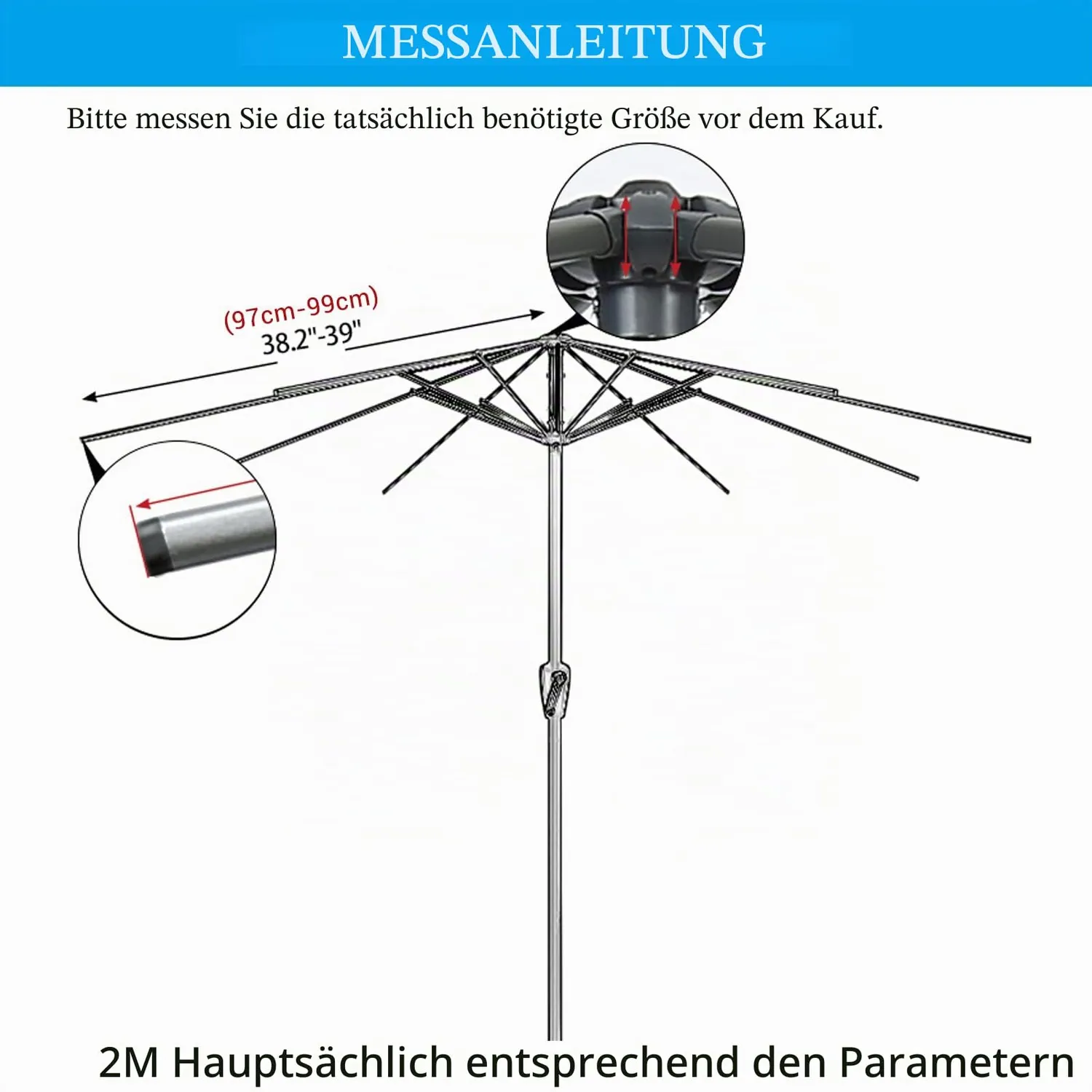 HonunGron Sonnenschirm Ersatzbezug Polyester UV-Schutz