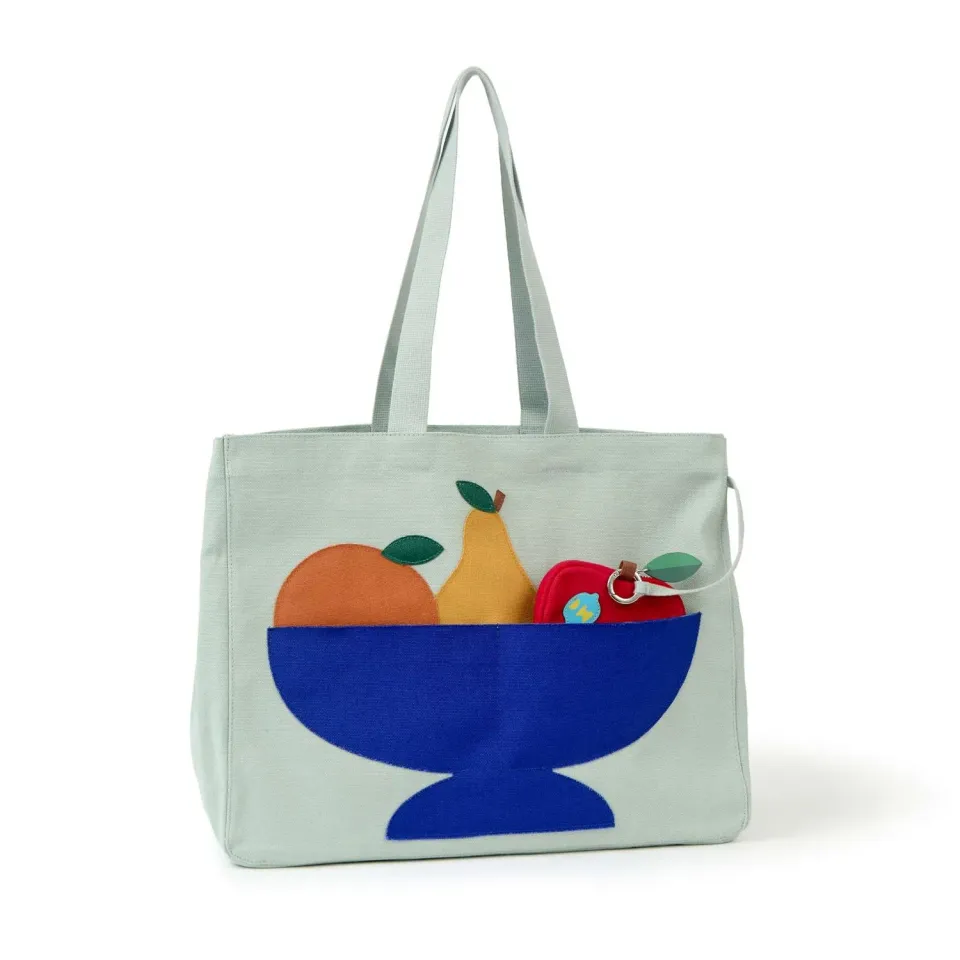 Donna Wilson Large Fruit Bowl Shopper Baumwolltasche mit Apfel-Anhänger