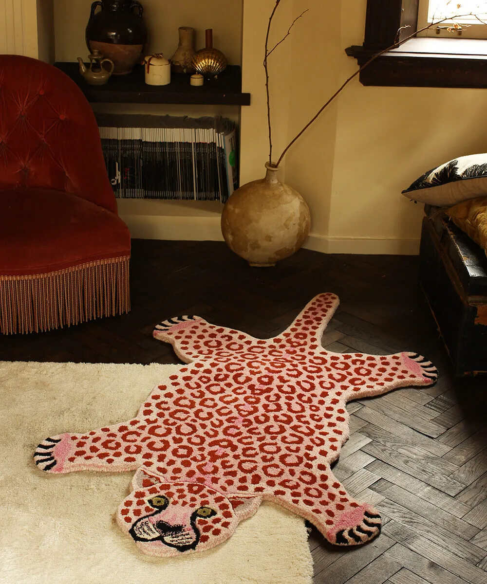 Doing Goods Pinky Leopard Large Teppich Wolle