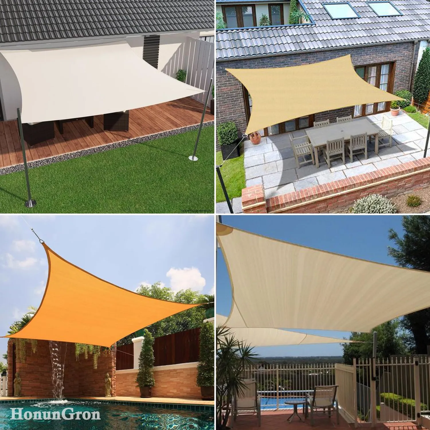 HonunGron Sonnensegel 2x5 m Orange Wasserdicht