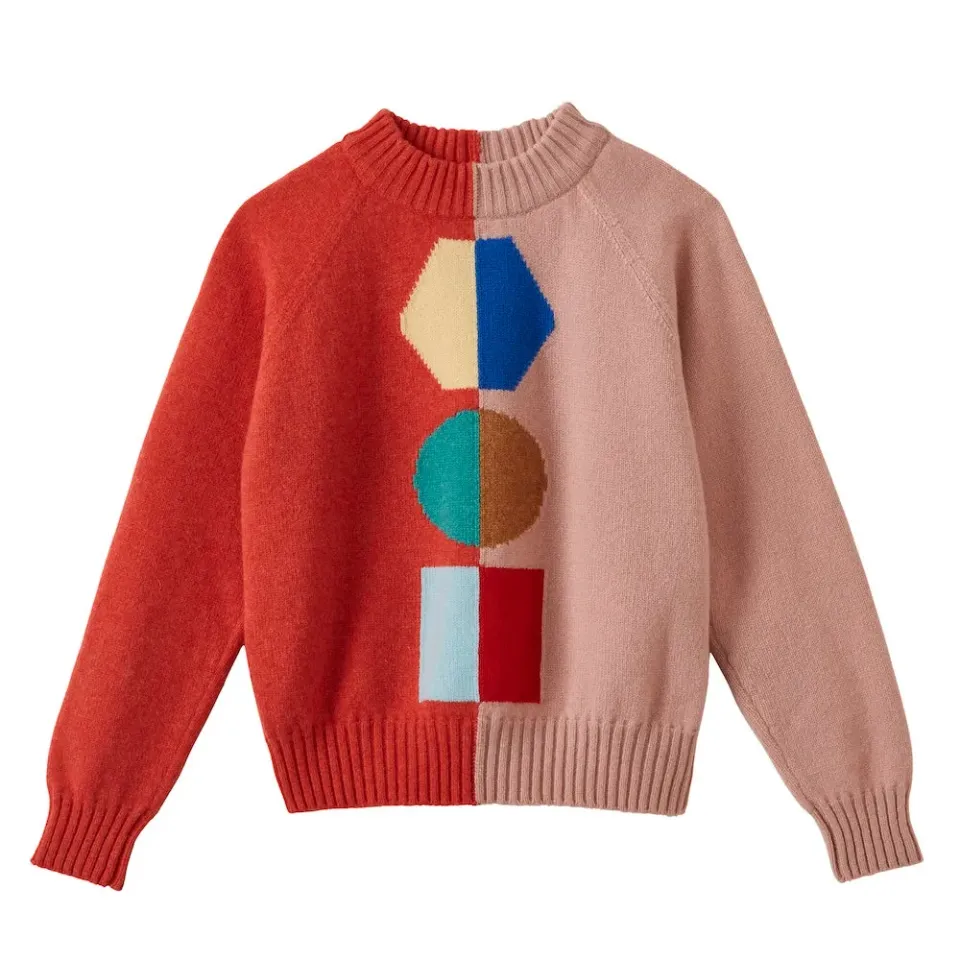Donna Wilson Half and Half Jumper Pullover M Pink Lambswool