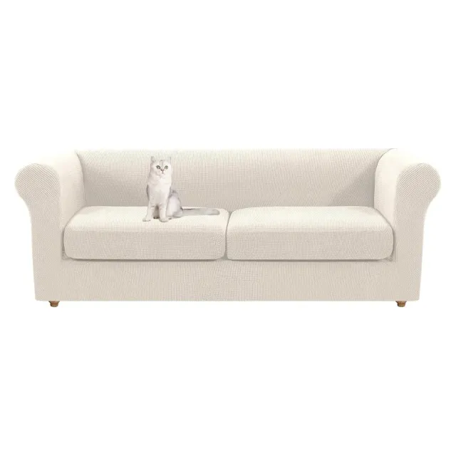 HonunGron Chesterfield Sofabezug Großer 2-Sitzer Weiß Jacquard