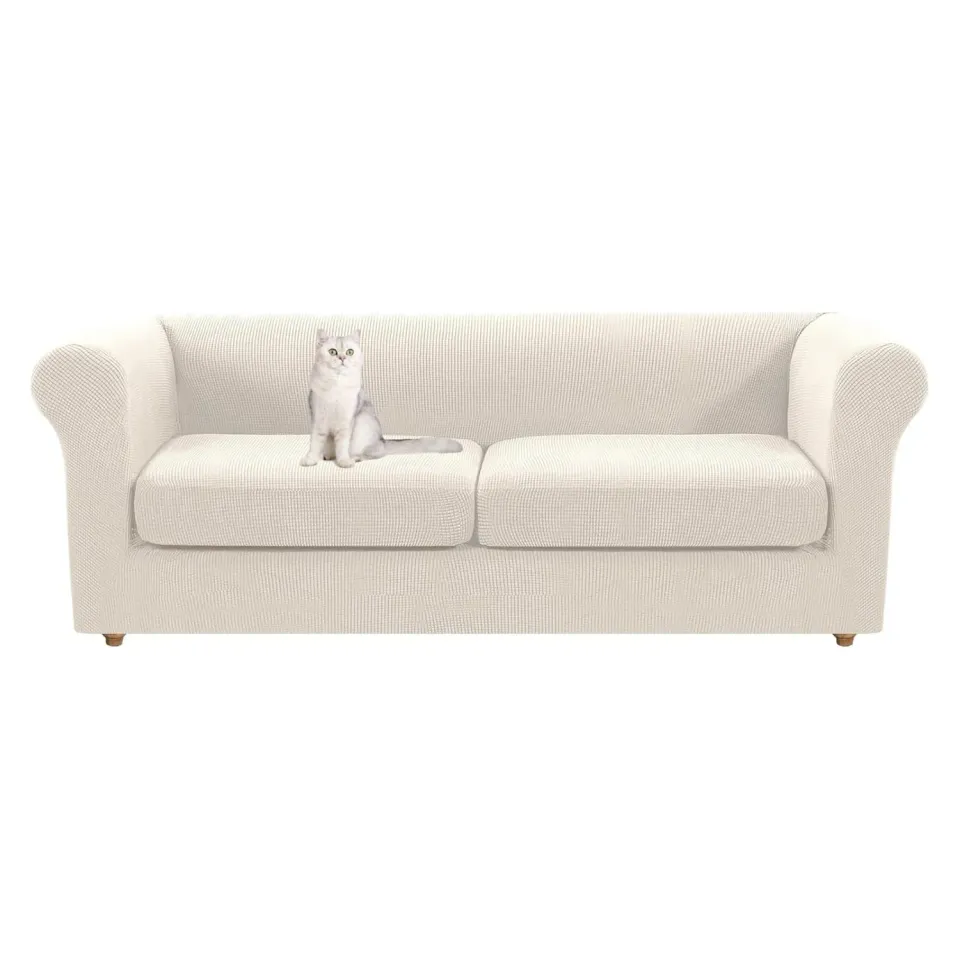 HonunGron Chesterfield Sofabezug Großer 2-Sitzer Weiß Jacquard