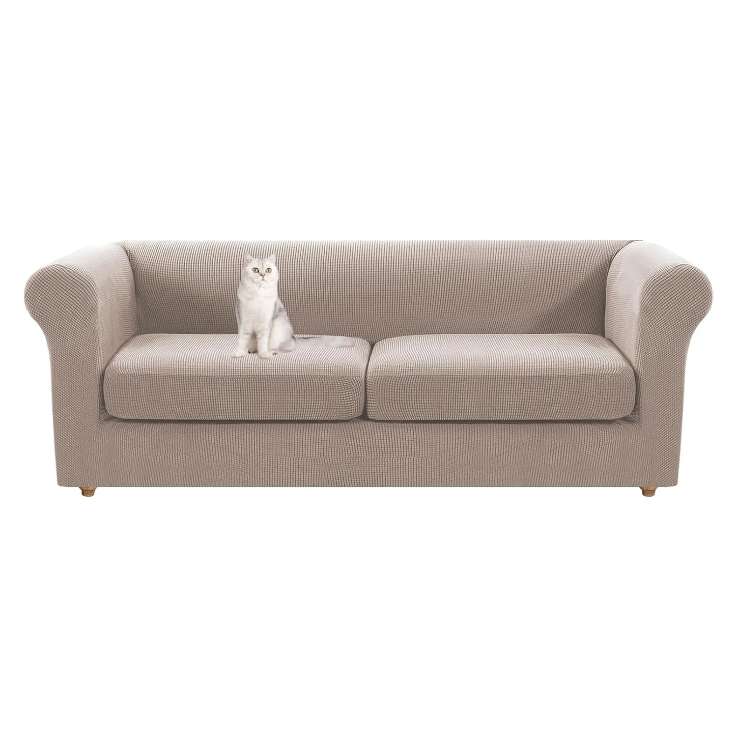 HonunGron Chesterfield Sofabezug Großer 2-Sitzer Weiß Jacquard