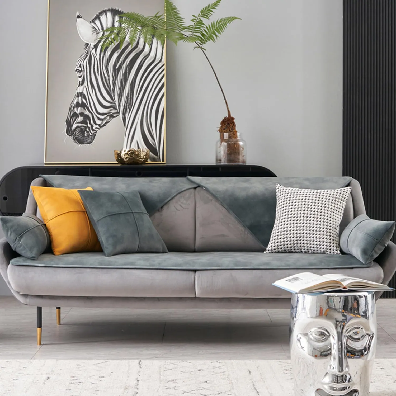 HonunGron Samt Sofabezug Kiefern Grün 60x180cm Kurzplüsch