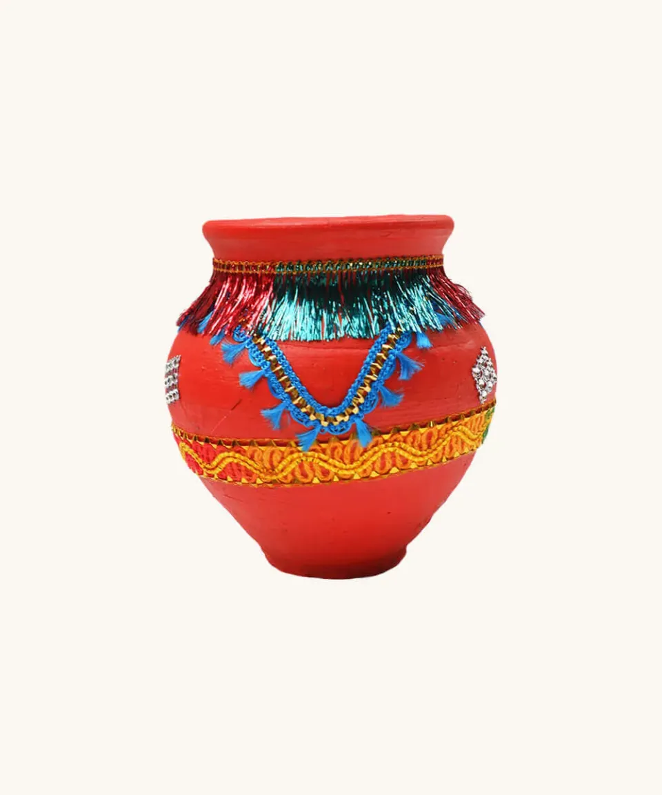 Doing Goods Indian Red Pottery Topf 13x14 Ton Rot