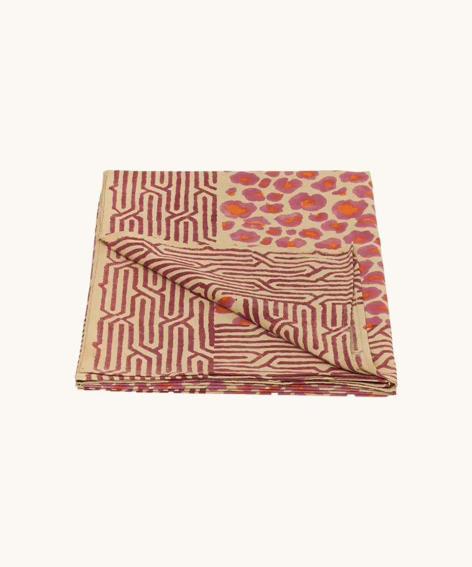 Doing Goods Pink Leopard Single Plaid Decke Rosa mit Beutel