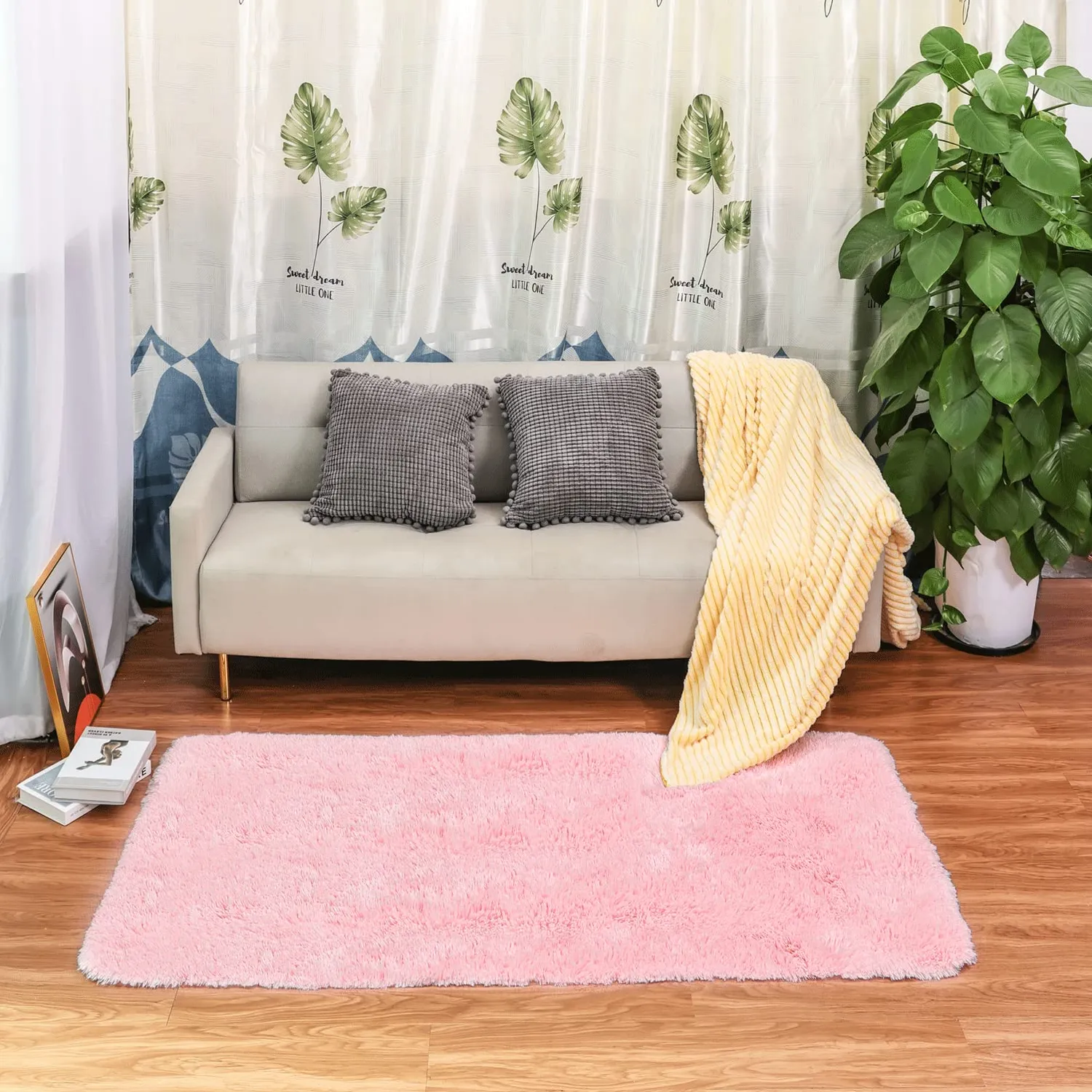 QUANHAO Plüschteppich 80x120 cm Rosa rutschfest