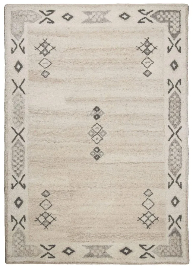 THEKO Royal Berber Teppich 60x90 cm Melange Schurwolle
