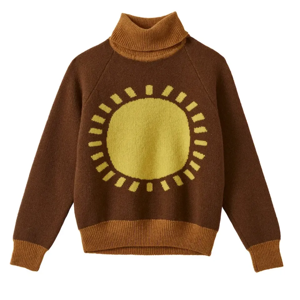 Donna Wilson Sunshine Pullover Lammwolle Braun Sonne
