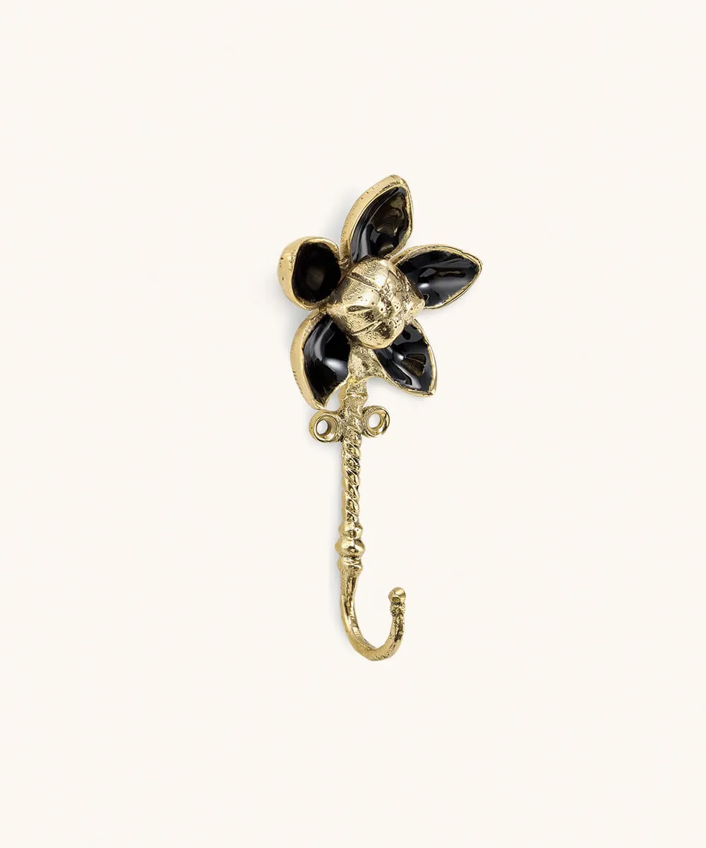Doing Goods Liv Fleur Noir Wandhaken Messing Schwarz