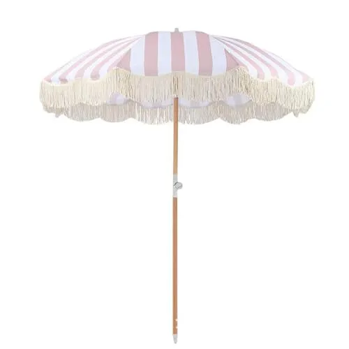 HonunGron Sonnenschirm Fransen Rosa Streifen 200cm UV50+