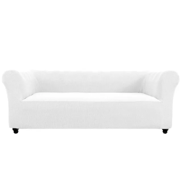 HonunGron Chesterfield Super Stretch Sofabezug Weiß 3-Sitzer