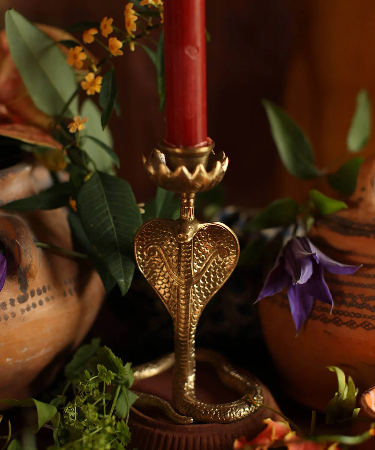 Doing Goods Dakota Schlangen Kerzenhalter Lotus gold 17 cm