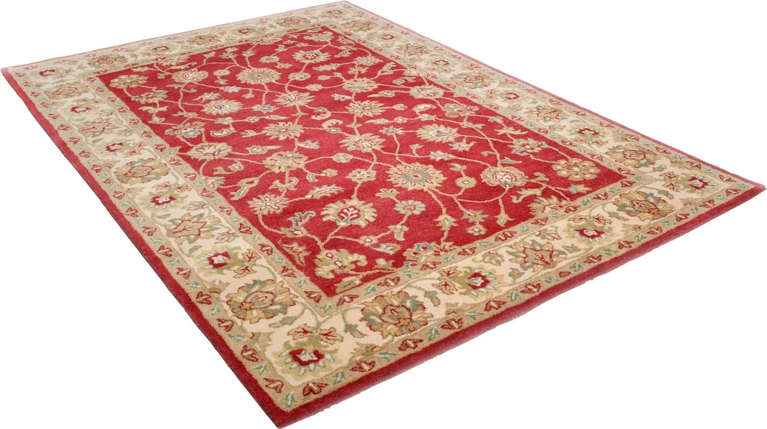 THEKO Royal Ziegler Teppich Rot Cream 70x140 Wolle