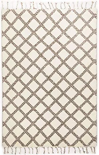 THEKO Marmoucha Berberteppich 70x140 black beige Schurwolle
