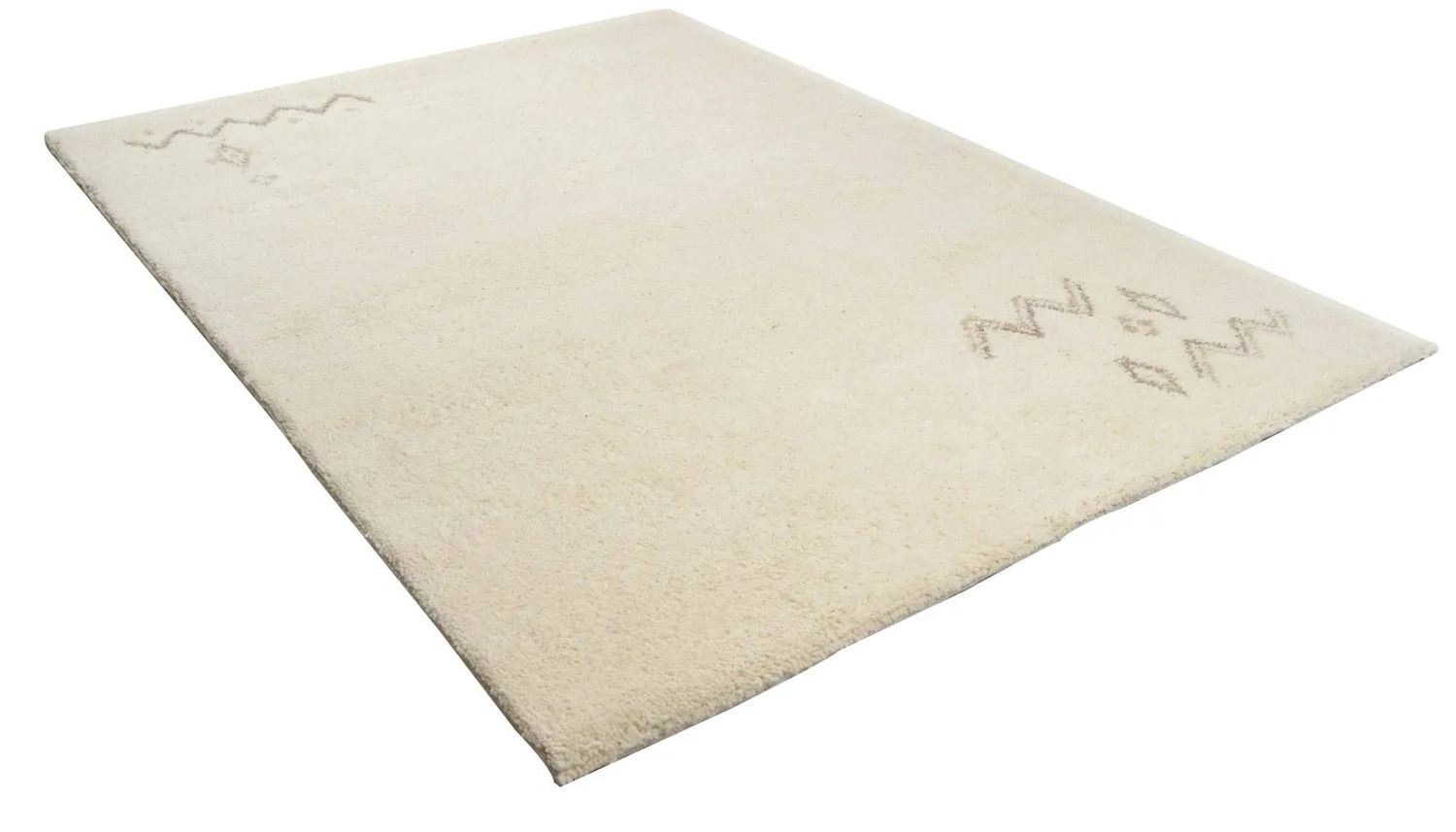 THEKO Hadj Berberteppich 60x120 cm Weiß Schurwolle
