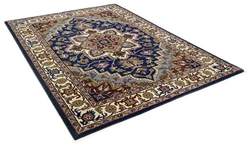THEKO Royal Heriz Teppich Blau 60x90 Schurwolle