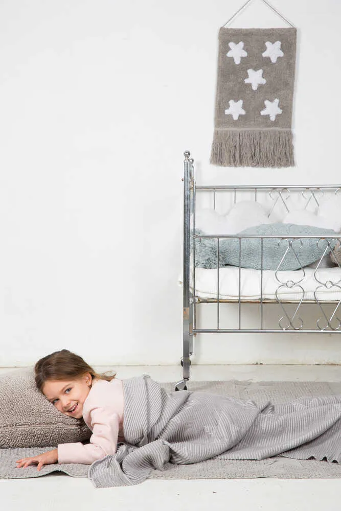 Lorena Canals Hippy Stars Pearl Grey Babydecke 90x120 Baumwolle