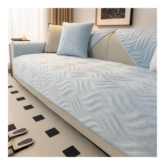 HonunGron Flanell Sofaüberwurf rutschfest Blau 110x210 cm