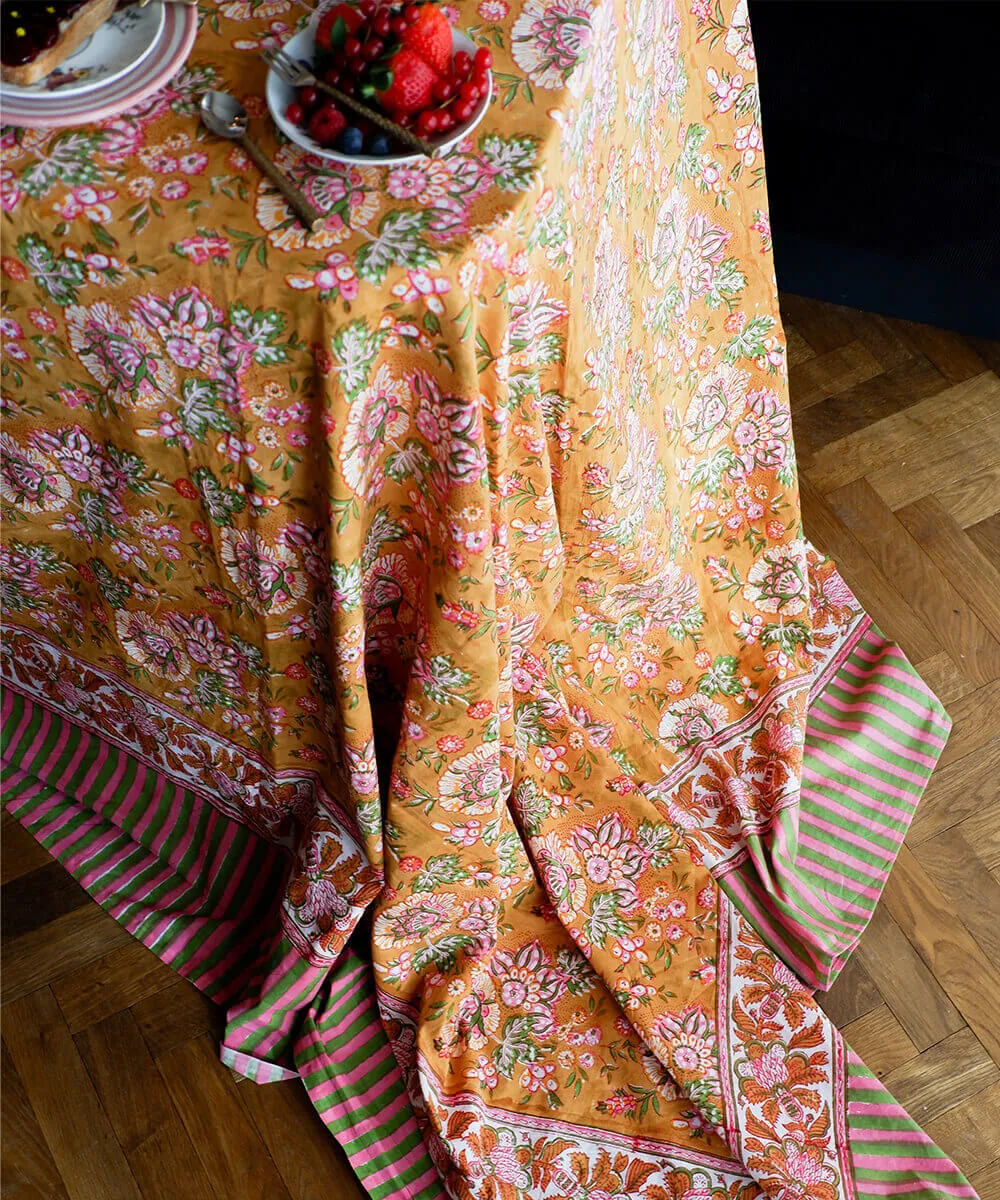 Doing Goods Marigold Tischdecke Baumwolle 160x350 Senf Rosa