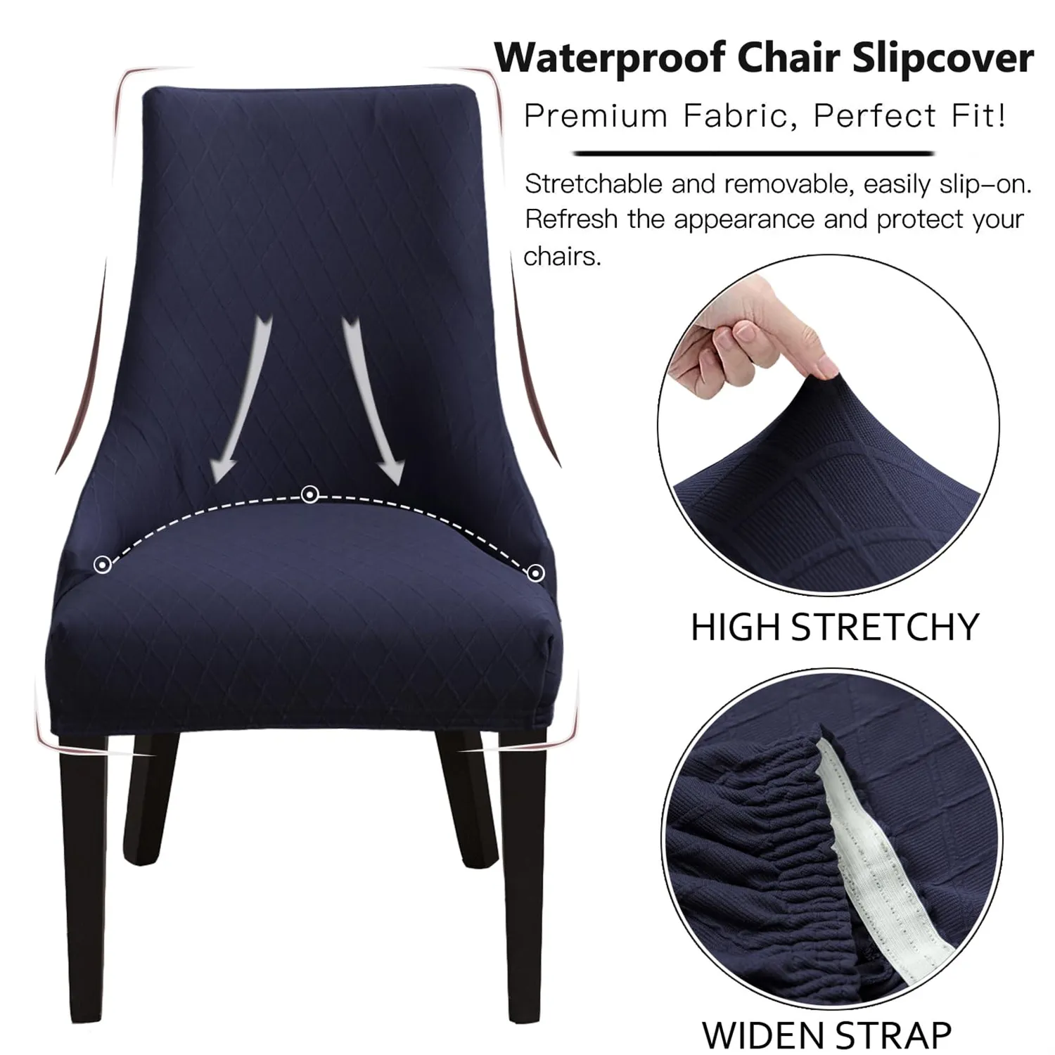 HonunGron Stuhlhussen Esszimmer Navy 4 Stück Jacquard