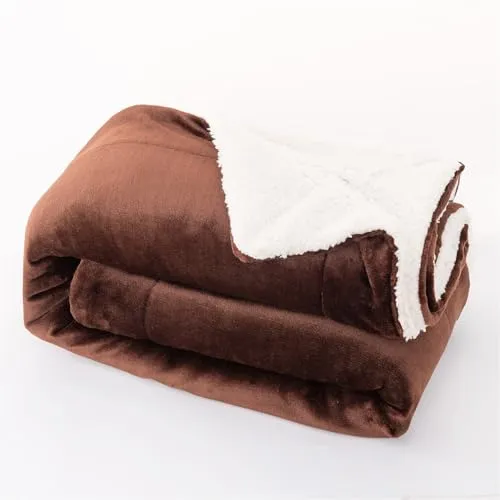 HonunGron Sherpa Fleecedecke 150x200 cm Kaffee