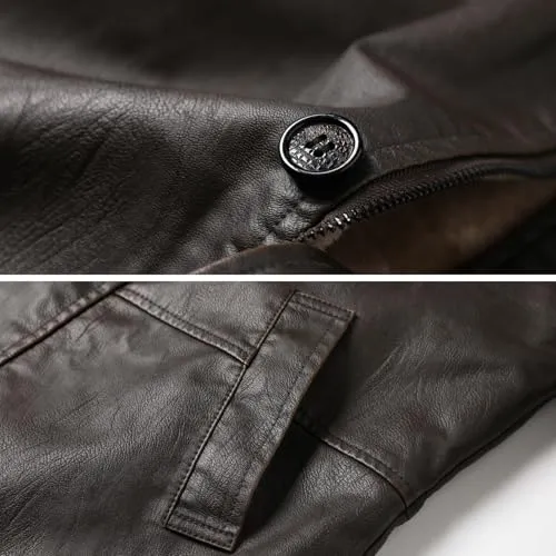HonunGron Herren Ledermantel PU Braun XL
