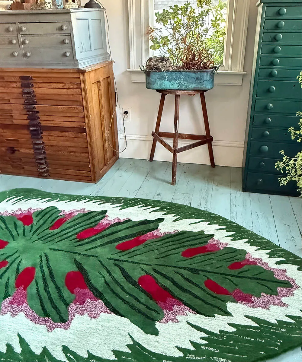 Doing Goods John Derian Ceriman Blatt Teppich Wolle Handmade