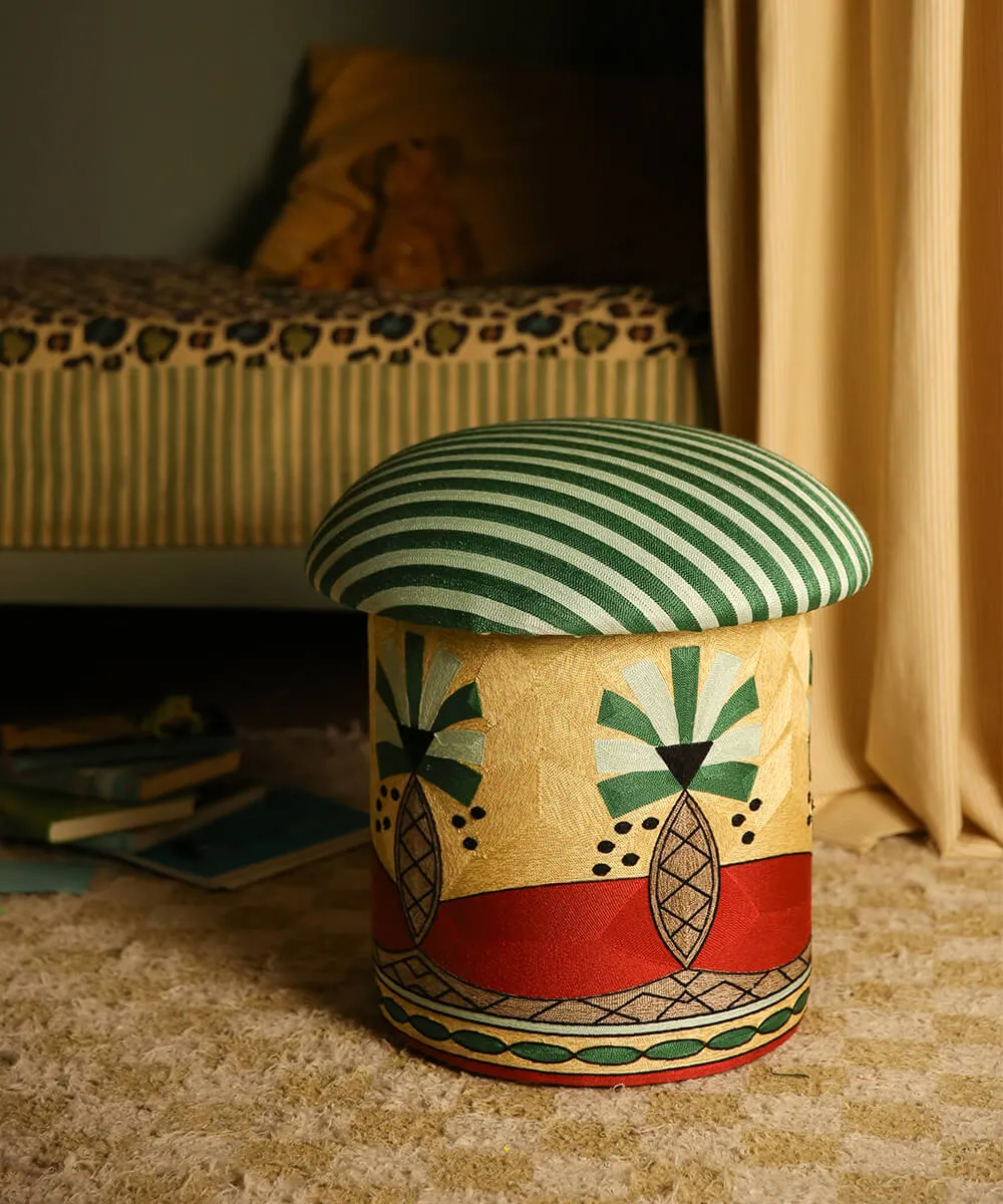 Doing Goods Paloma Palmier Hocker bestickt Palme Baumwolle